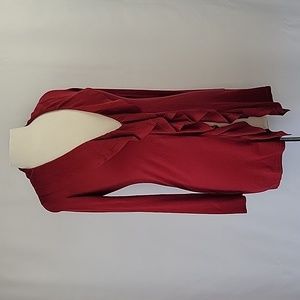 Elie Tahari Silk/ Cashmere Ruffle Front Cardigan Cranberry Size XS